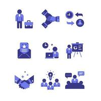 Recruitment and employee icon sheets design. HR human resources duotone style icon set vector