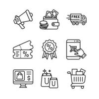 Ecommerce and Shopping Icons Set in Line Style Icon vector