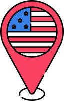 America Location Point Icon In Flat Style. vector