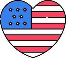 American Flag Color Heart Icon Or Symbol. vector