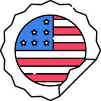 USA Flag Color Sticker Icon Or Symbol. vector