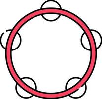 Isolated Timbrel Icon In Red And White Color. vector