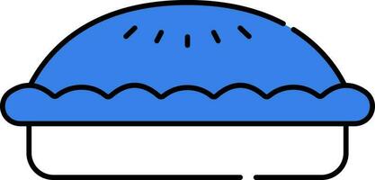 Blue And White Illustration Of Pie Cake Flat Icon. vector