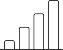 Four Point Bar Graph Icon In Black Line Art. vector