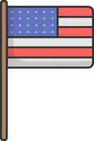 Flat Illustration Of American Flag Pole Icon. vector