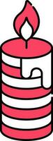 Burning Stripped Candle Icon In Red And White Color. vector