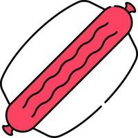 Red And White Hotdog Icon Or Symbol. vector