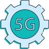 5G Setting Icon Or Symbol In Blue Color. vector