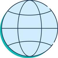 Isolated Globe Or Browser Flat Icon In Blue Color. vector