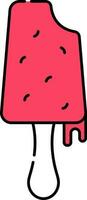 Bite Cut Popsicle Flat Icon In Red Color. vector