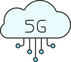 Flat 5G Cloud Icon In Blue Color. vector