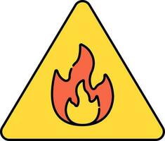 Fire Warning Board Yellow And Orange Icon. vector