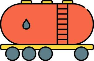 Yellow And Orange Liquid Tanker Flat Icon. vector