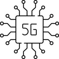 negro lineal estilo 5g chip icono o símbolo. vector