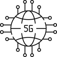 5G Connectivity Or Networking Icon In Black Thin Line Art. vector