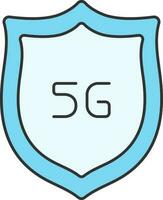 5G Text With Shield Flat Icon In Blue Color. vector