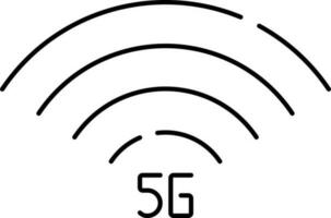 5G Network Or Internet Icon In Black Outline. vector