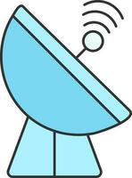 Blue Satellite Dish Icon In Flat Style. vector