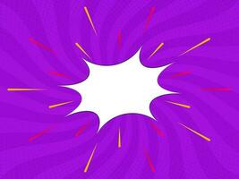 Empty Starburst Frame Against Purple Radial Rays Background. vector