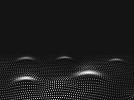 Abstract Black Background With White Dotted Movement And Lights Effect. vector