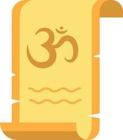 Om Symbol Scroll Paper Icon In Yellow Color. vector