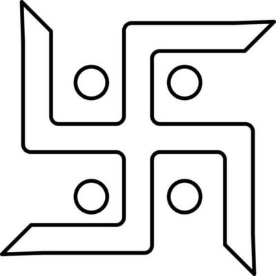 Isolated Swastik Icon In Line Art.