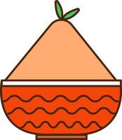 Basil Leaf In Sheera Bowl Orange Icon. vector