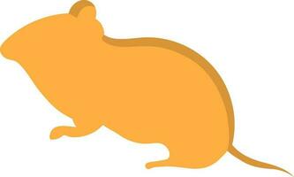 Silhouette Cartoon Rat Character Icon In Yellow Color. vector