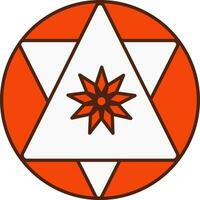 Triangle With Flower Sacred Orange And White Icon. vector