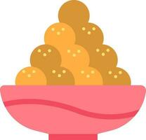 Flat Illustration Of Laddu Pot Yellow And Red Icon. vector