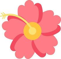 Red Hibiscus Flower Icon In Flat Style. vector