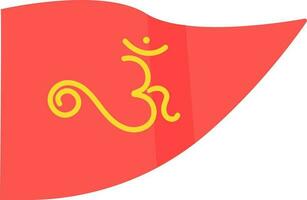 Red And Yellow Om Symbol Flag Icon In Flat Style. vector