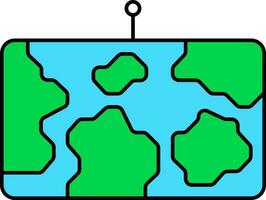mapa marco icono en verde y azul color. vector