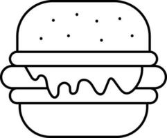 Burger Icon In Black Linear Style. vector