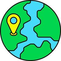 Colorful Location Pin On Globe Icon. vector