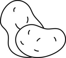 Two Potato Icon In Black Line Art. vector