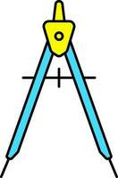 Isolated Drawing Compass Icon In Blue And Yellow Color. vector