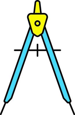Isolated Drawing Compass Icon In Blue And Yellow Color.