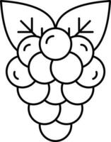 Isolated Grapes Icon In Black Outline. vector