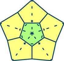 Polyhedron Icon In Yellow And Green Color. vector