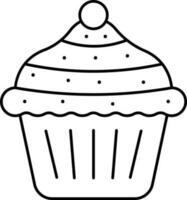Isolated Cupcake Icon In Black Outline. vector
