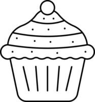 Isolated Cupcake Icon In Black Outline. vector