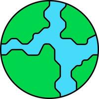 Globe Icon In Green And Blue Color. vector