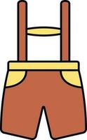 Lederhosen Costume Icon In Yellow And Brown Color. vector