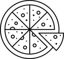 Pizza Icon In Black Linear Art. vector