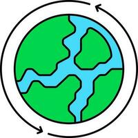 Arrows Around Globe Icon In Blue And Green Color. vector