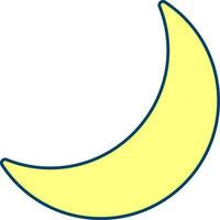 Crescent Moon Icon In Yellow Color. vector
