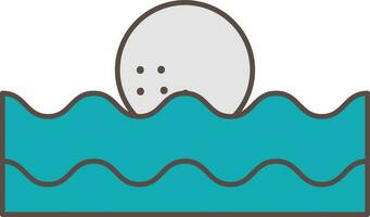 Isolated Golf Ball In Water Teal And Gray Icon. vector