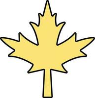 Flat Maple Leaf Icon In Yellow Color. vector