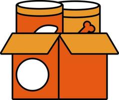Tuna Canned Delivery Box Icon In Orange And White Color. vector
